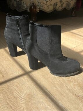 Black Suede High Heel Ankle Boots